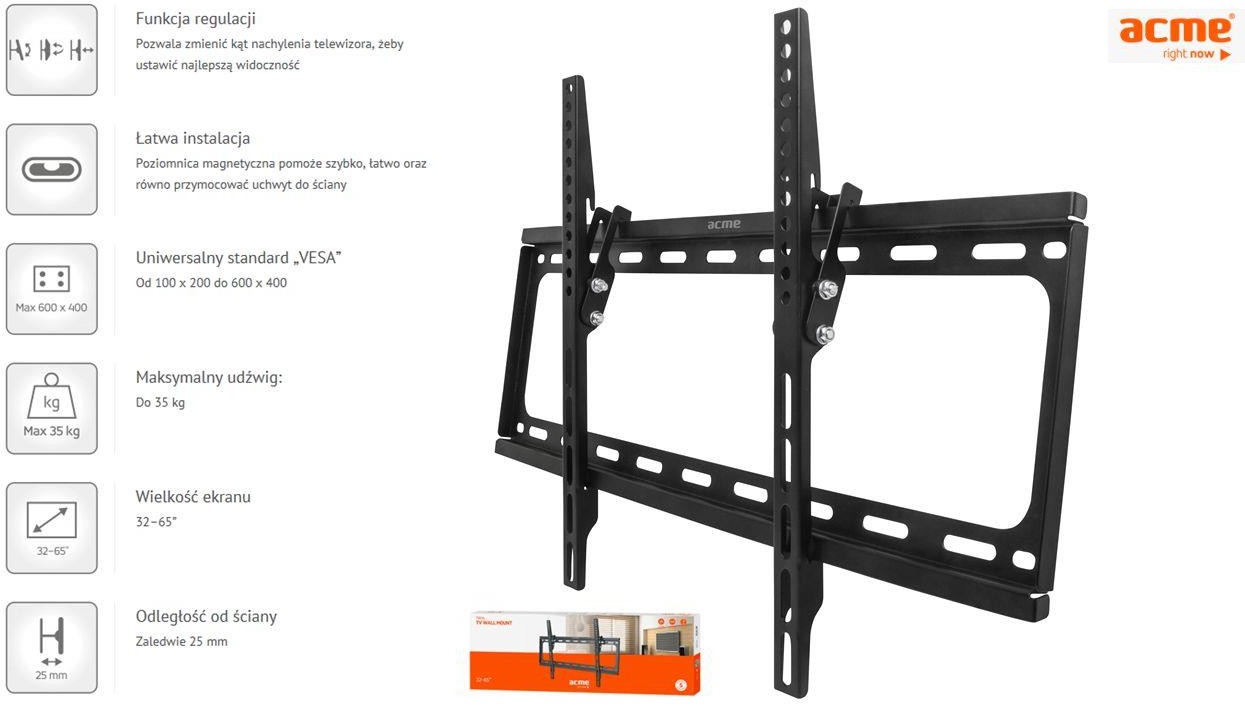 ACME EUROPE Uchwyt ścienny do LCD LED TV ACME MTLT52 Tilting TV wall mount 3265