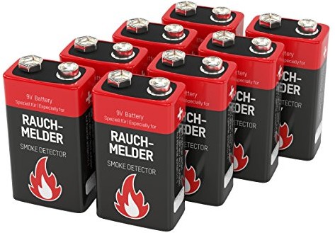 Ansmann bateria specjalnie do czujki dymu, czujki ognia, czujki przeciwpożarowej, czujnika CO, bateria Longlife Alkaline 9 V, blok 6LR61 6AM6 MN1604, żywotność baterii czujki dymu wynosi 7 lat czerwon 1515-00 (1515-0006-590-1)