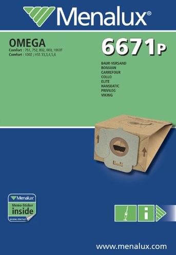 Menalux 6671p/10 worków do odkurzacza/worki Bomann/Hanseatic/Omega/Privileg 900196167