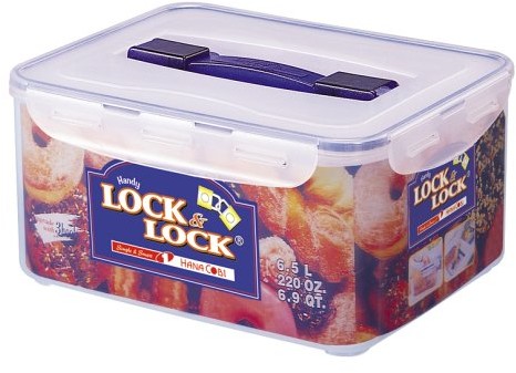 LOCK & LOCK Lock & Lock pojemnik do przechowywania żywności, z rączką i kratką ociekową, z tworzywa sztucznego, dostępne rożne rozmiary, 6,5 l HPL883