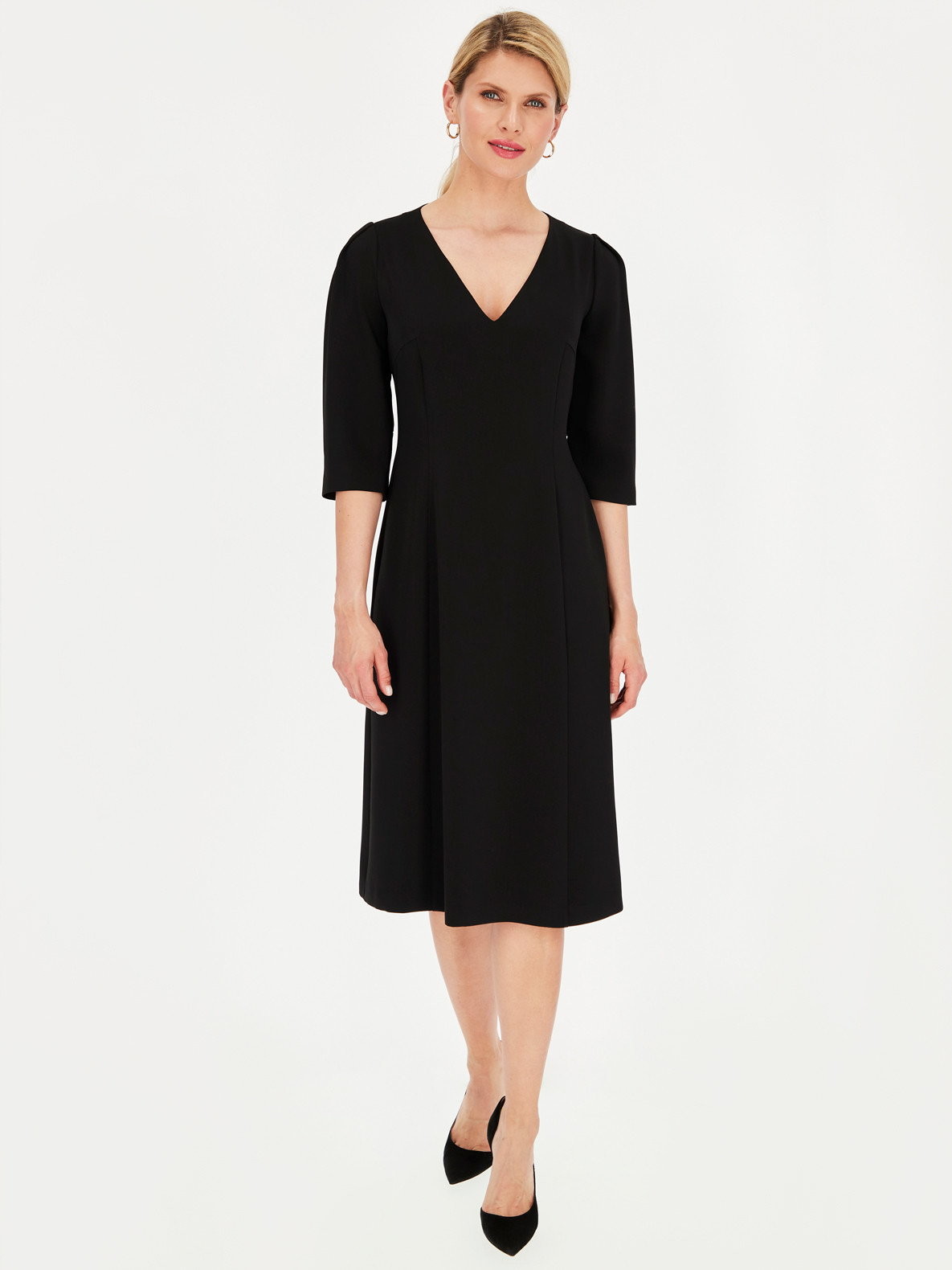 Potis&Verso Elegancka czarna sukienka z paskiem Taylor