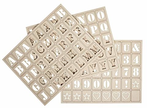 Rayher 62860505 drewniane litery na tablicę liter, FSC100%, naturalne, 3 x 2,4 cm, zestaw 120 sztuk