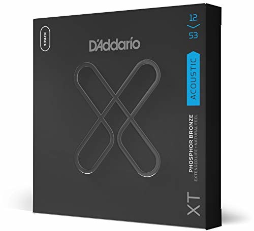 DAddario XTAPB1253, XT akustyczny brąz fosforowy, lekki, 12-53, 3 zestawy XTAPB1253-3P