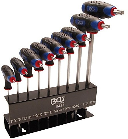 BGS T-klucz z uchwytem T-profil, T10-T50, 9-częściowy, 1 sztuka, 8485 8485