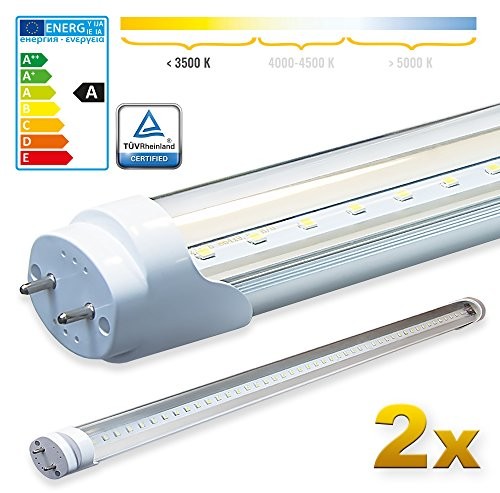 LEDVero SMD lampa jarzeniowa LED z certyfikatem TÜV w kolorze neutralnym białym  świetlówka T8 G13 Tube z przezroczystą pokrywą, ciepła biel, 2 szt. LEDRF46