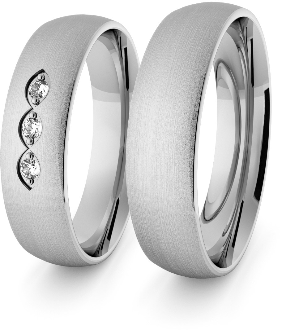 Eminence Obrączki ślubne klasyczne z białego złota niklowego 5 mm z brylantami - 49 Au-classic-5-49