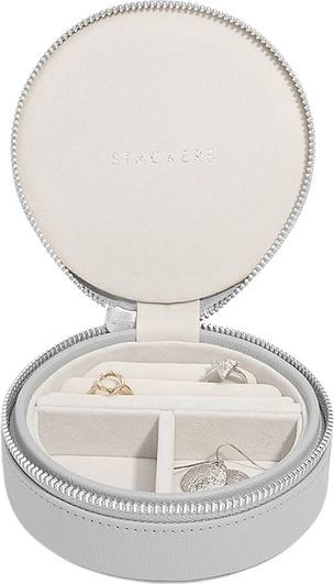 Stackers Pudełko podróżne na biżuterię Stackers Travel okrągłe kamienna szarość 74557