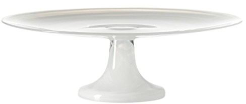 Leonardo 031197 alabastro patera na tort na podstawce 31 cm Biały, szkło, biały, 31 x 31 x 10 cm 031197