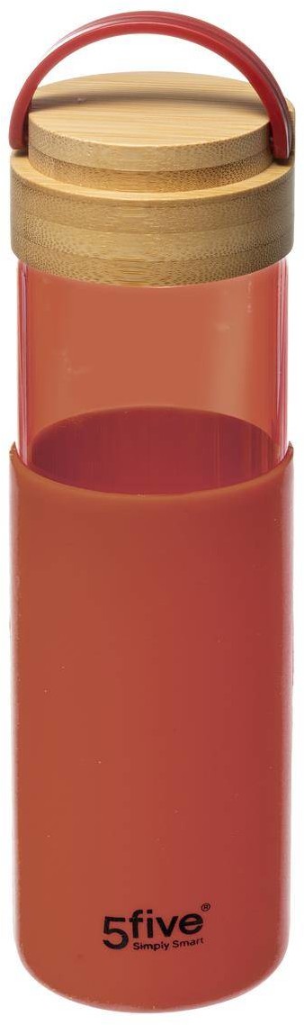 Szklana butelka z silikonowym uchwytem różowa 550 ml 179695E