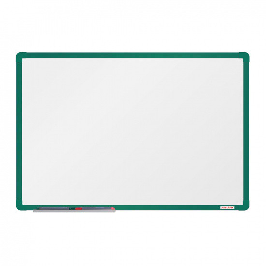 boardOK Biała magnetyczna tablica boardOK, 90 x 60 cm, zielona rama VOK060090-1400