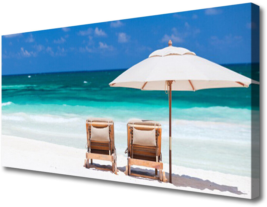 PL Tulup Obraz na Płótnie Plaża Parasol Krajobraz 125x50cm