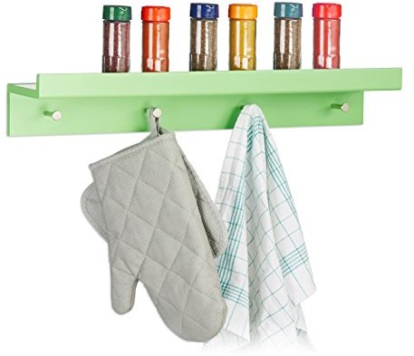 Relaxdays listwa z haczykami wieszak, wieszak na ubrania z 4 haczykami i półką, MDF, wys. x szer. x gł.: 10 x 60 x 11,5 cm, różne kolory 10021908_53