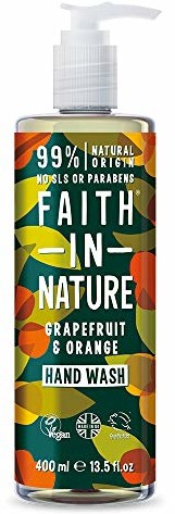 Faith In Nature Faith in Nature mydło w płynie z naturalnego grejpfruta i pomarańczy, orzeźwiające, wegańskie i nietestowane na zwierzętach, wolne od parabenów i SLS, 400 ml