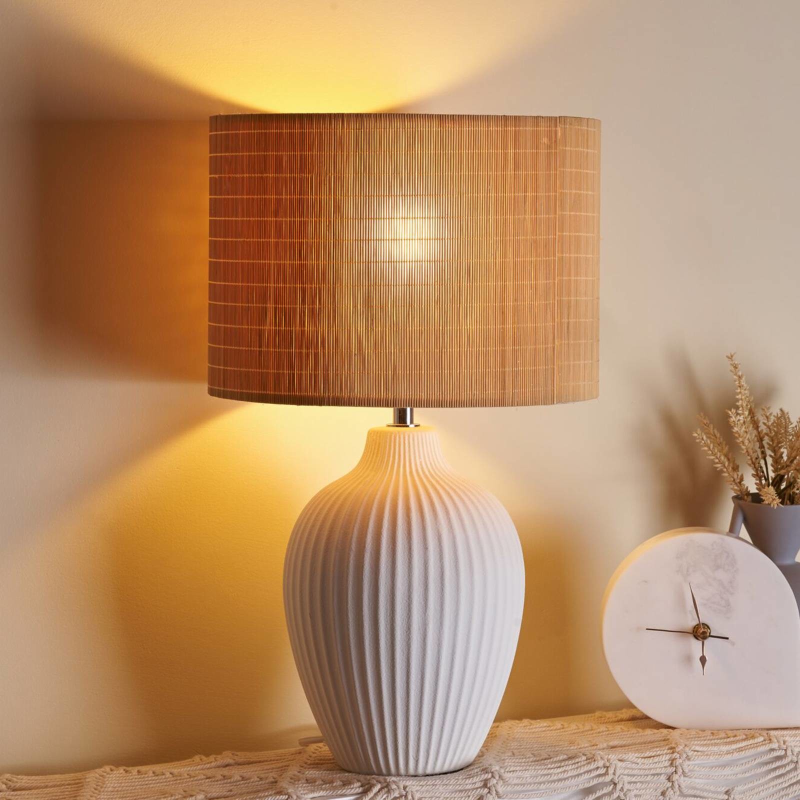Pauleen Timber Glow lampa stołowa bambusowy klosz