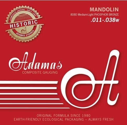 Adamas Adamas struny zestaw do strun mandoliny Historic Reissue Med.-Light .011 fosforowy brąz bal-end Med.-Light .011 8080