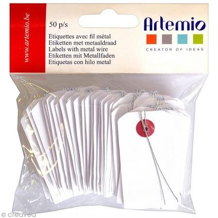 Artemio Mini białe etykiety za pomocą drutu 3 x 5,5 cm 11060133