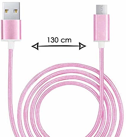 Unbekannt Kabel micro USB do Oukitel C16 Pro kabel USB, pleciony, nylon 1, 3 m, kabel do ładowania/synchronizacji, szybki transfer danych, różowy Cable.Renf -ROSE.265