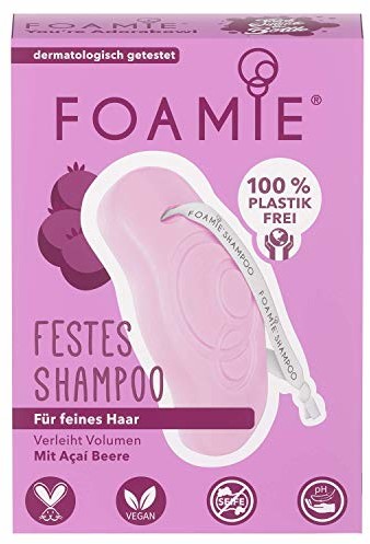 Foamie mocny szampon Your Adorabowl do delikatnych i suchych włosów | w 100% wegański  jagody i ekstrakty z migdałów