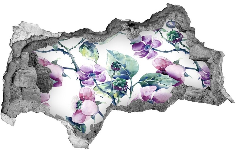 Wallmuralia.pl Naklejka 3D dziura na ścianę Kwiaty jeżyny