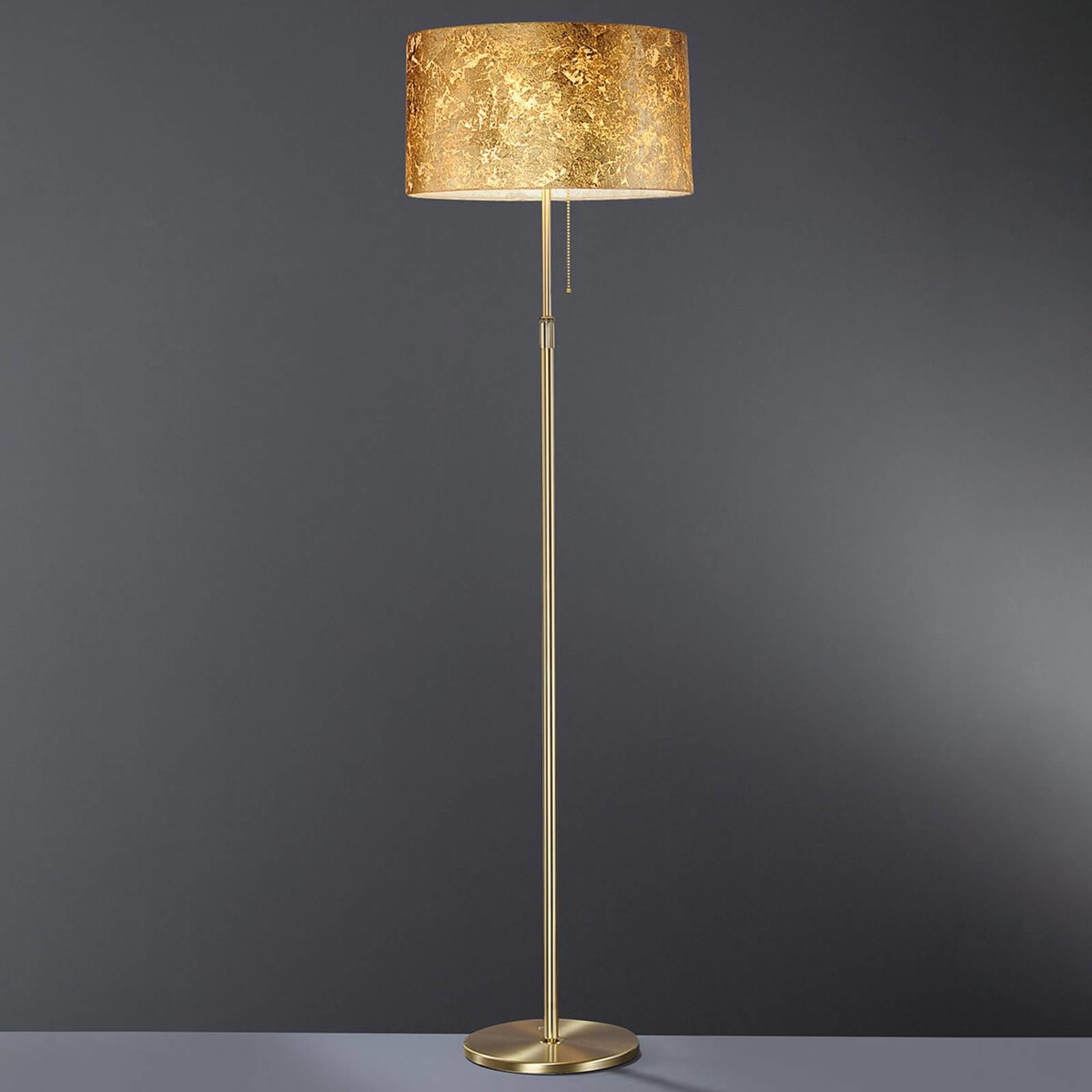 HUFNAGEL Szlachetna lampa podłogowa Loop płatkowe złoto