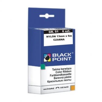 BlackPoint Black Point taśma barwiąca KBPGR51CZ gr 51 13 mm x 6 m czarna 6 szt