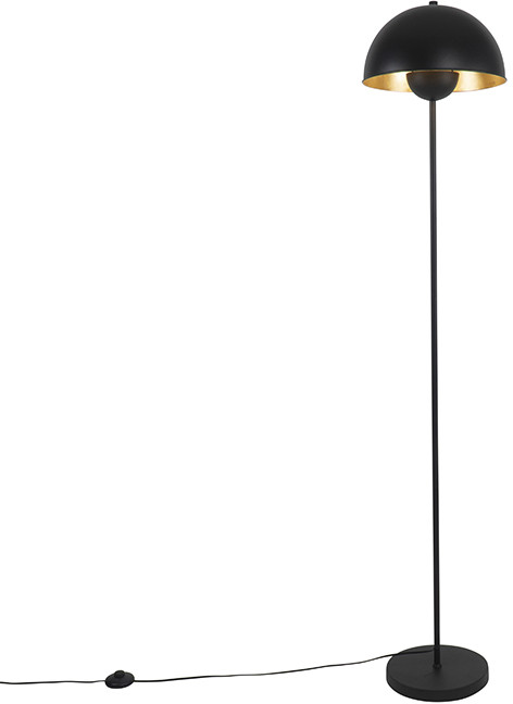 QAZQA Lampa podłogowa czarna ze złotym 160cm - Magnax