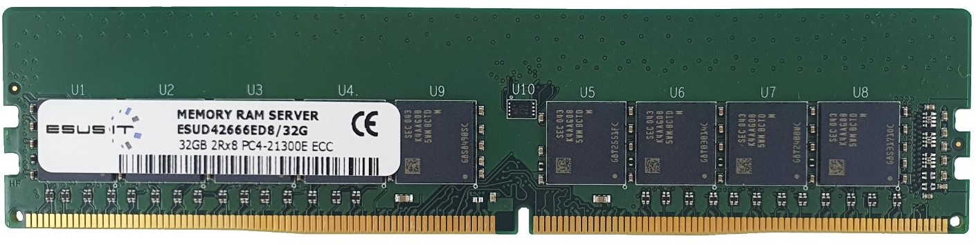 ESUS IT Pamięć RAM 1x 32GB ECC UNBUFFERED DDR4 2Rx8 2666MHz PC4-21300 UDIMM | ESUD42666ED8/32G ESUD42666ED8/32G