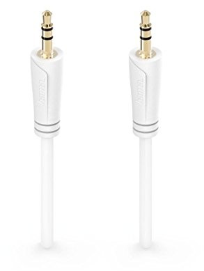 Hama Audio Cable, 0,5 m (3,5 mm wtyczka jack-wtyczka mini jack 3,5 MM wtyk Jack, wyjątkowo małe wtyki, kabel audio stereo, pozłacany), przewód łączący biały 00181505
