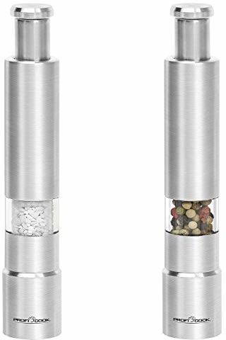Profi Cook ProfiCook PC-PSM 1160 zestaw młynków do pieprzu i soli, składający się z 2 młynków, wysokiej jakości cylinder do mielenia ze stali nierdzewnej, obudowa ze stali szlachetnej (1844798)