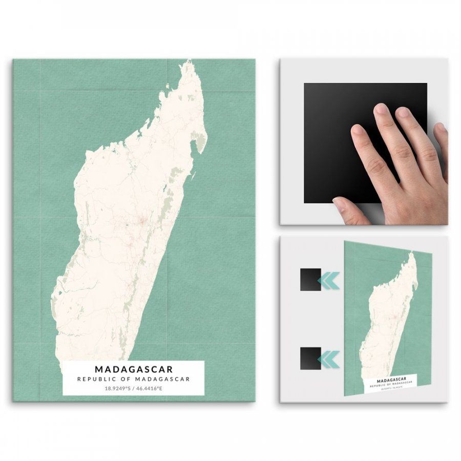 Pix4home Plakat metalowy Mapa Vintage Madagaskar M POS-M-04340