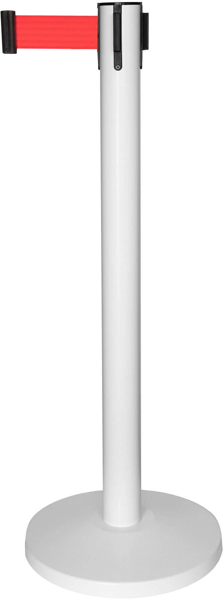 Słupek odgradzający biały z taśmą czerwoną 2,2m