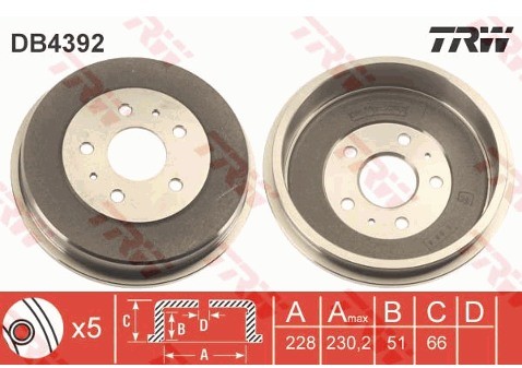 TRW Bęben hamulcowy DB4392