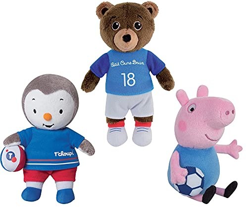 Jemini Peppa Pig T'CHOUPI I I Mały Brązowy Niedźwiedź FOOTBALLEURS Zestaw 3 zabawek +/-18 cm, 024092, Wielokolorowy 024092