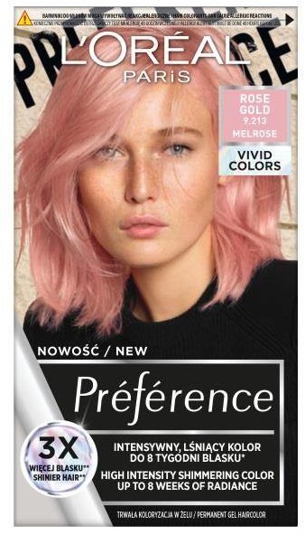 L'Oreal Paris Preference Vivid Colors trwała farba do włosów 9.213 Rose Gold 108459-uniw