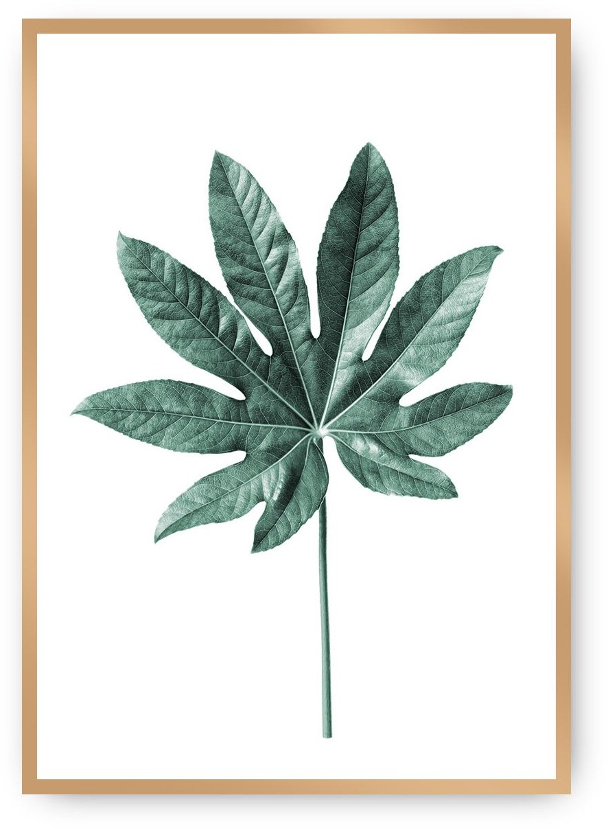 Dekoria Dekoria Plakat Leaf Emerald Green 50 x 70 cm Ramka Złota 222H-000-15