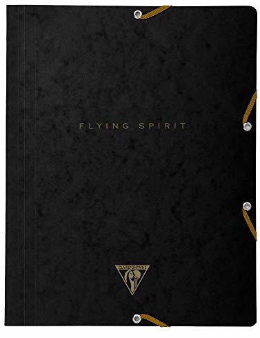 Clairefontaine 102514C Flying Spirit, teczka z 3 klapkami, do formatu DIN A4, 24 x 32 cm, koperta z kartonu, 1 sztuka, czarna z sortowanymi wzorami 102514C