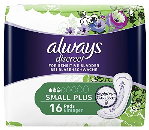 Always Discreet wkładek Small Plus w przypadku pęcherzyków powietrza osłabienie, 2er Pack (2 X 16 sztuk) 4015400629368