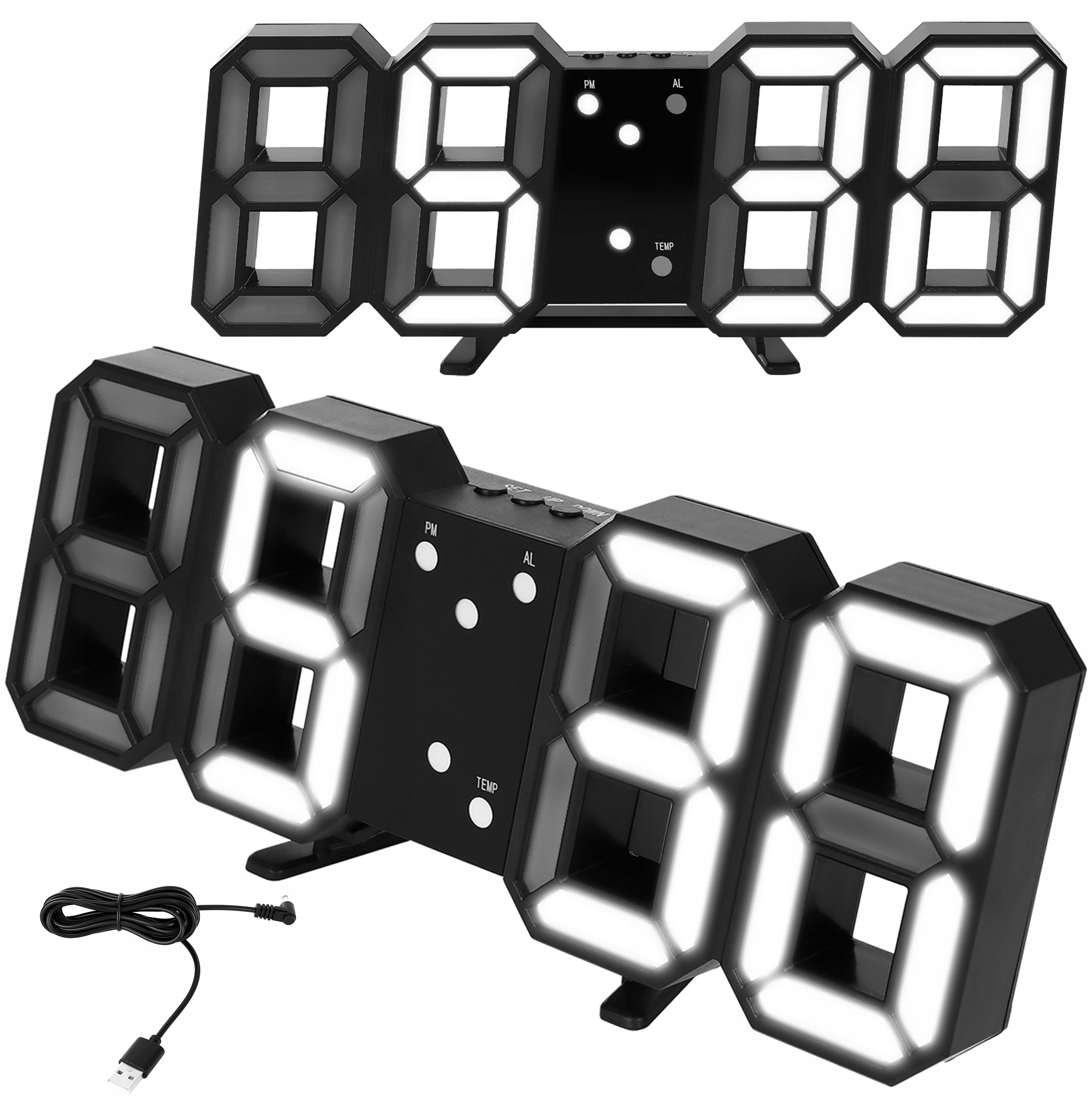 Zegar Budzik Elektroniczny z Alarmem Termometr Led