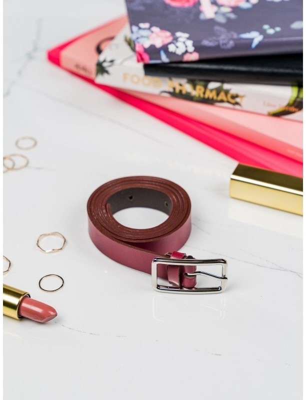 * producent niezdefiniowany Wąski pasek damski z klasyczną, metalową sprzączką w srebrnym kolorze