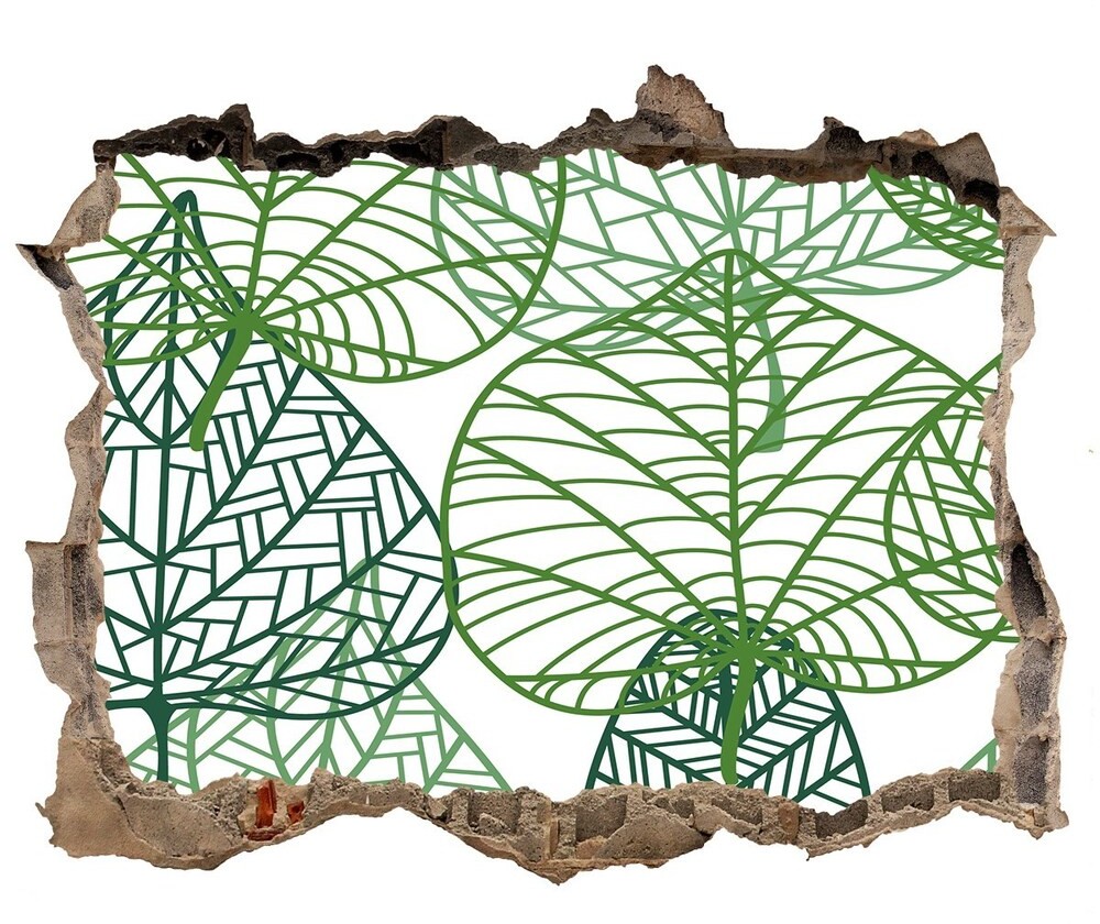 Wallmuralia.pl Naklejka 3D dziura Zielone liście wzór