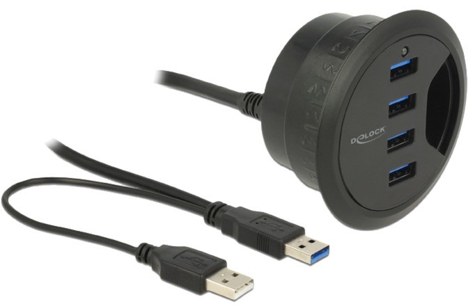 Delock 62868 huby i koncentratory USB 3.0 (3.1 Gen 1) Type-A 5000 Mbit/s Czarny, Hub USB