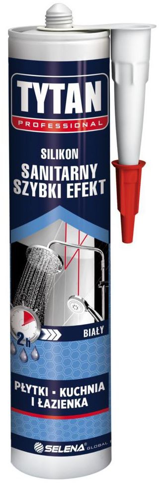 Tytan Silikon SANITARNY SZYBKI EFEKT 280 ml Biały Płytki Kuchnia i Łazienka