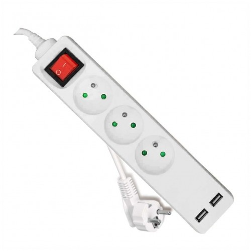 PLASTROL Przedłużacz 3 gniazdowy z wyłącznikiem i USB 3m W-98165
