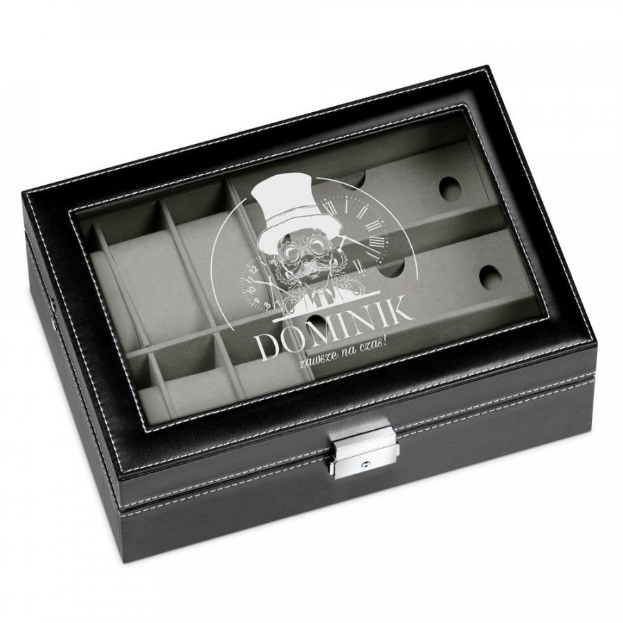 Murrano Szkatułka na Zegarki i Okulary GRAWER Zawsze Na Czas SZKT-ZG-OK-020