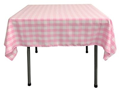 LA Linen La lnu w kratkę Overlay obrus, 58 dzięki 58-inch TCcheck58X58Pink