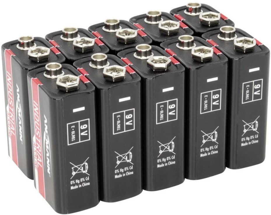 ANSMANN Industrial baterie alkaliczne Longlife bateria alkaliczna Bateria do wysokich parametrów zasilania (10er Pack przemysłowe) czarny/czerwony 1505-0001