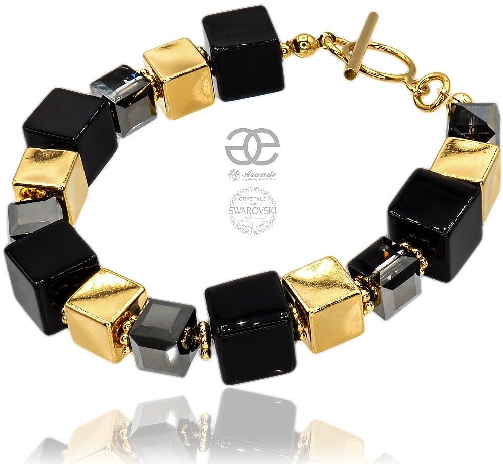 Swarovski Arande ELEGANCKA BRANSOLETKA BLACK ROCK ZŁOTE SREBRO 702081