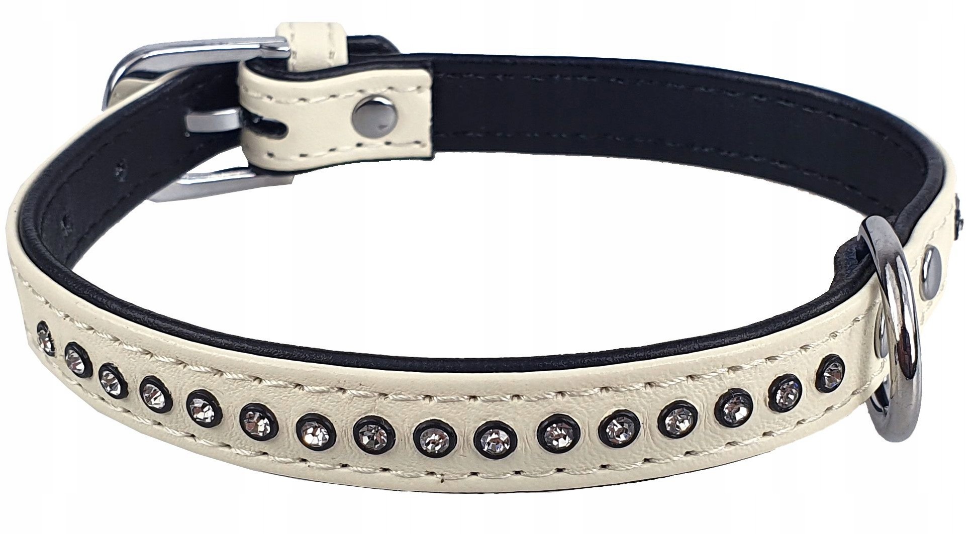Kerbl Diamond Strasshalsband, Weiß  14 M  / 32 C,, Knstleder