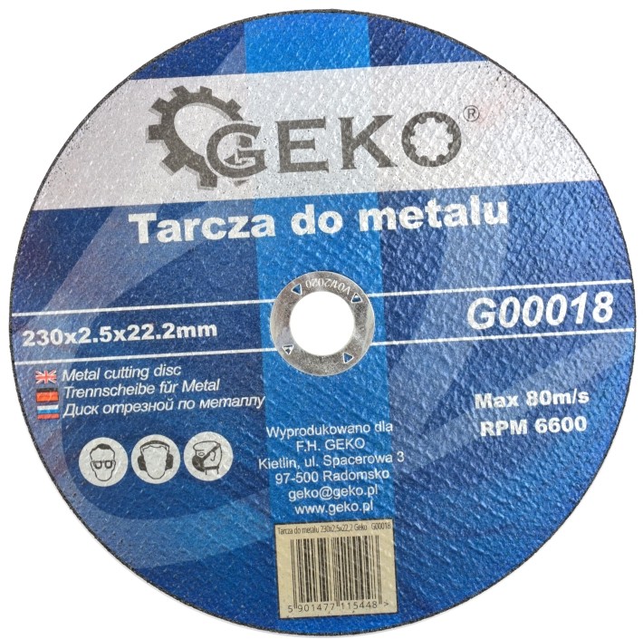 Geko Tarcza Do Metalu 230x2,5x22,23mm Wzmacniana