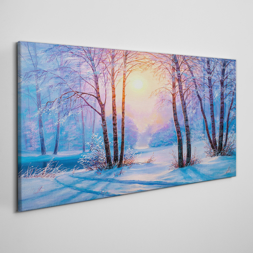 PL Coloray Obraz Canvas Zima las Zachód słońca Natura 100x50cm